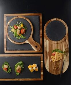 Black Wood Pizza Dish Wooden Plate