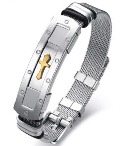 Stainless Steel Cross Bible Charm Bracelet Wristband For Men Adjustable Watch Bands Bracelet Christian Jewelry