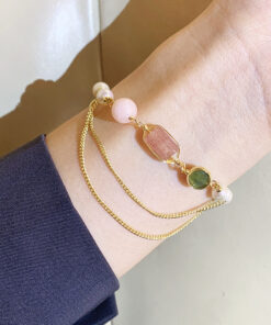 Women's Natural Freshwater Pearl Strawberry Crystal Bracelet
