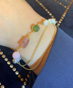 Alternative view of Women's Natural Freshwater Pearl Strawberry Crystal Bracelet