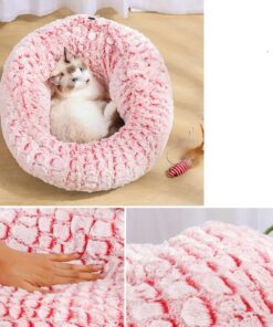 Pet Bed Soft Non-Slip Plush Kennel Round Cat Dog Nest Cushion