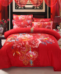 Cotton cartoon active thickening sanding four-piece cotton wedding gift linen quilt cover bedding