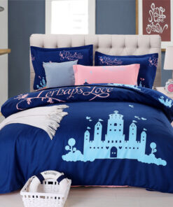 Alternative view of Cotton cartoon active thickening sanding four-piece cotton wedding gift linen quilt cover bedding
