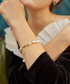 Alternative view of Natural Zircon Pearl Bracelet Luxury Jewelry