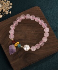 Alternative view of Prosperous Peach Blossom Business Hibiscus Crystal Chinese Style Bracelet