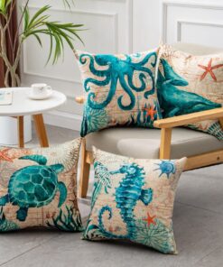Cushion Covers Sea Turtle Printed Throw Pillow Cases For Home Decor Sofa Chair Seat