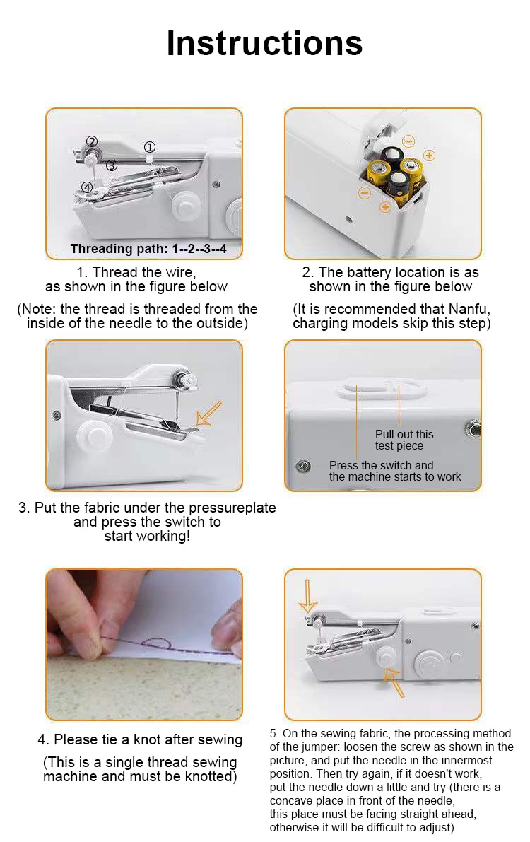 Portable Handheld Sewing Machine Cordless Electric Sewing Machine Set Home Sewing Quick Repair DIY Clothes Sewing Machine