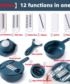 Alternative view of Multifunctional Vegetable Chopper 12 in 1 Carrot Potato Manual Shredding and Slicing Machine Radish Grinder Kitchen Tools