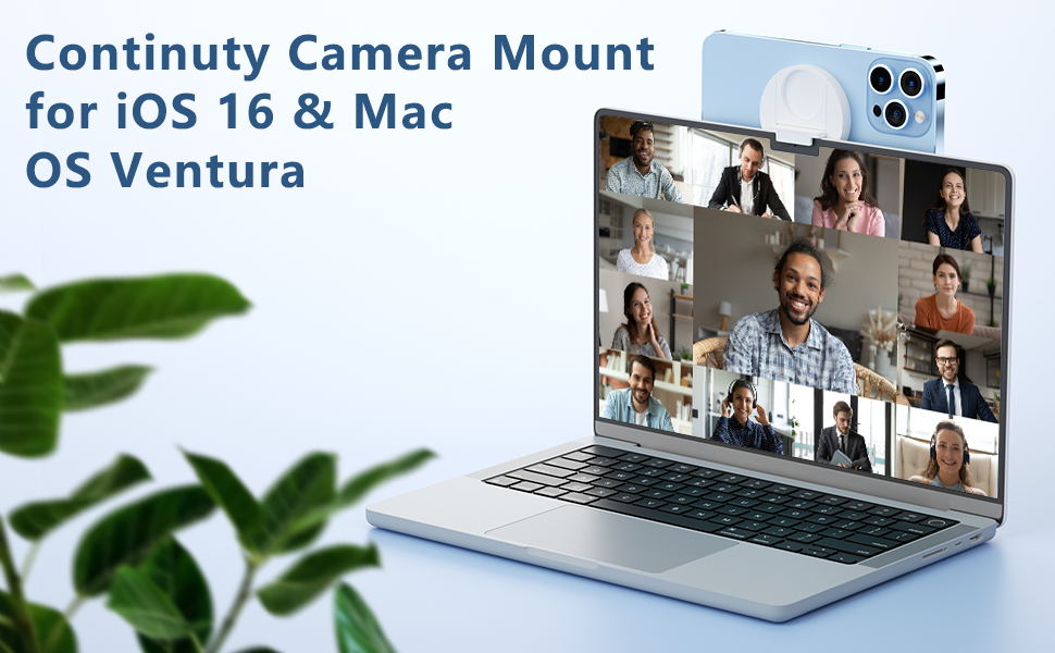 Continuity Camera Mount, Magnetic Mount Compatible with Magsafe for iPhone 12, 13, 14 Series & MacBook, iPhone Webcam Mount