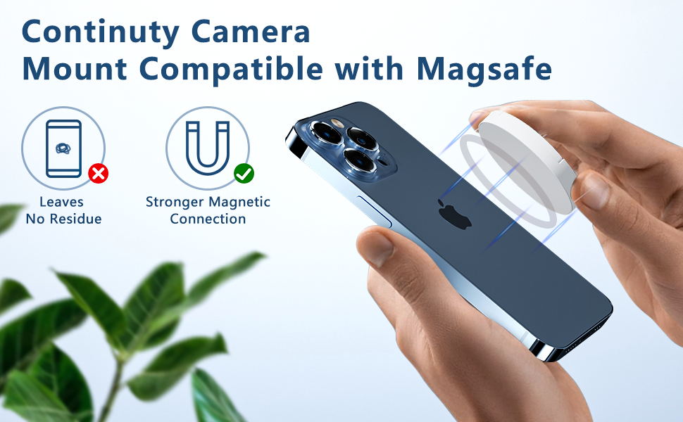 Continuity Camera Mount, Magnetic Mount Compatible with Magsafe for iPhone 12, 13, 14 Series & MacBook, iPhone Webcam Mount