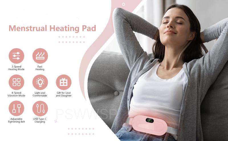 Menstrual Heating Pad Smart Warm Palace Belt Relief Waist Pain Cramps Vibrating Abdominal Massager Electric Waist Belt Device