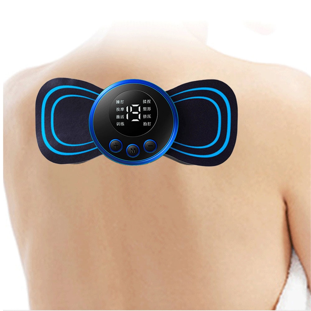 LCD Display EMS Neck Massage Electric Massager Cervical Neck Back Patch 8 Mode Pulse Muscle Stimulator Portable Relief Pain