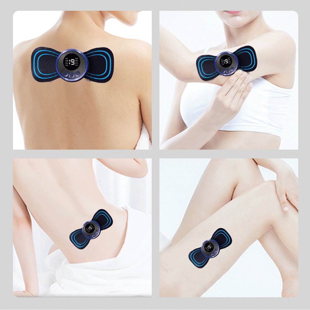 LCD Display EMS Neck Massage Electric Massager Cervical Neck Back Patch 8 Mode Pulse Muscle Stimulator Portable Relief Pain