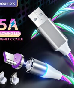 5A Magnetic Flow Luminous Super Fast Charging Cable For Samsung Magnet Cable for iPhone Micro USB Type C Wire For Xiaomi Huawei