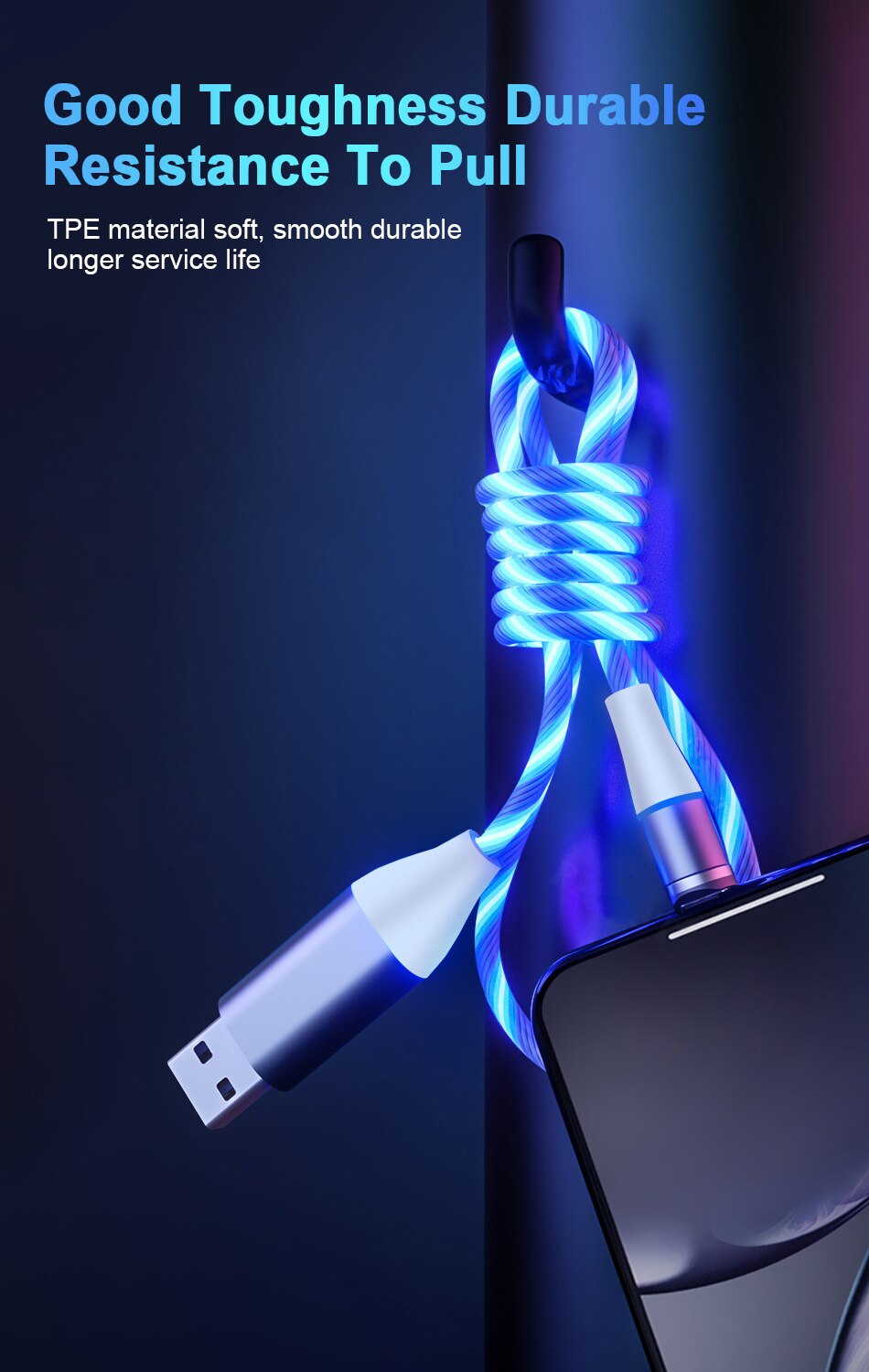 5A Magnetic Flow Luminous Super Fast Charging Cable For Samsung Magnet Cable for iPhone Micro USB Type C Wire For Xiaomi Huawei