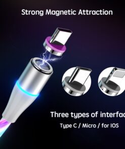 Alternative view of 5A Magnetic Flow Luminous Super Fast Charging Cable For Samsung Magnet Cable for iPhone Micro USB Type C Wire For Xiaomi Huawei