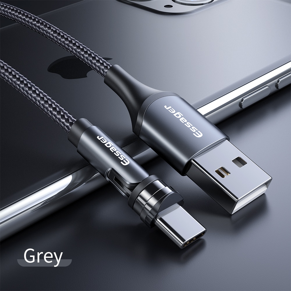 Essager Rotate Magnetic Cable Magnet Charger Micro USB Type C Cable 2.4A Fast Charging Mobile Phone Wire Cord For iPhone Xiaomi