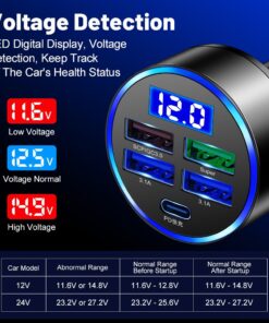 Alternative view of 150W 5 Ports  Car Charger Fast Charging PD QC3.0 USB C Car Phone Charger Type C Adapter in Car For iphone Samsung Huawei Xiaomi