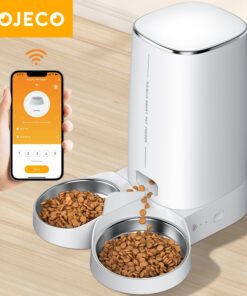 ROJECO Automatic Cat Feeder Pet Smart Cat Food Kibble Dispenser Remote Control WiFi Button Auto Feeder For Cats Dog Accessories