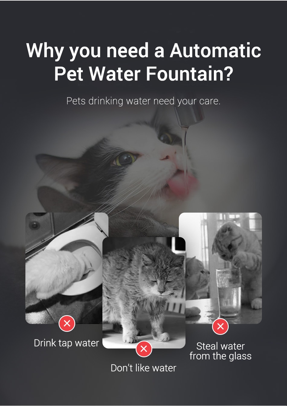 ROJECO Cat Water Fountain Automatic Pet Water Dispenser Pet Smart Drinker For Cats Auto Sensor Cat Drinking Fountain Accessories