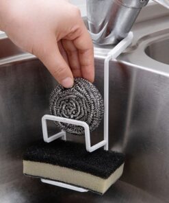 Alternative view of Iron Sink Drain Rack Sponge Storage Sink Faucet Hanging Sponge Holder Sink Soap Stand Rack Kitchen Bathroom Storage Organizer