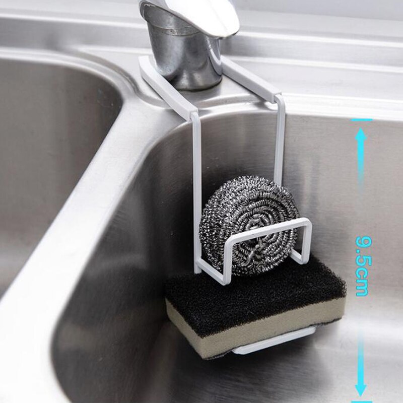 Iron Sink Drain Rack Sponge Storage Sink Faucet Hanging Sponge Holder Sink Soap Stand Rack Kitchen Bathroom Storage Organizer