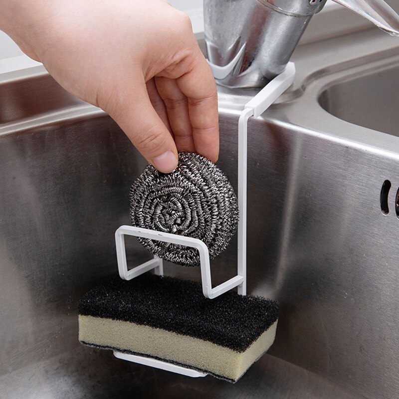 Iron Sink Drain Rack Sponge Storage Sink Faucet Hanging Sponge Holder Sink Soap Stand Rack Kitchen Bathroom Storage Organizer