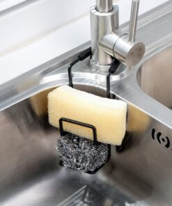 Iron Sink Drain Rack Sponge Storage Sink Faucet Hanging Sponge Holder Sink Soap Stand Rack Kitchen Bathroom Storage Organizer