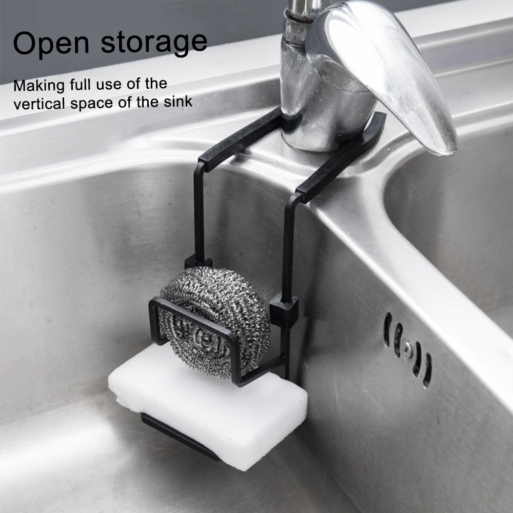 Iron Sink Drain Rack Sponge Storage Sink Faucet Hanging Sponge Holder Sink Soap Stand Rack Kitchen Bathroom Storage Organizer