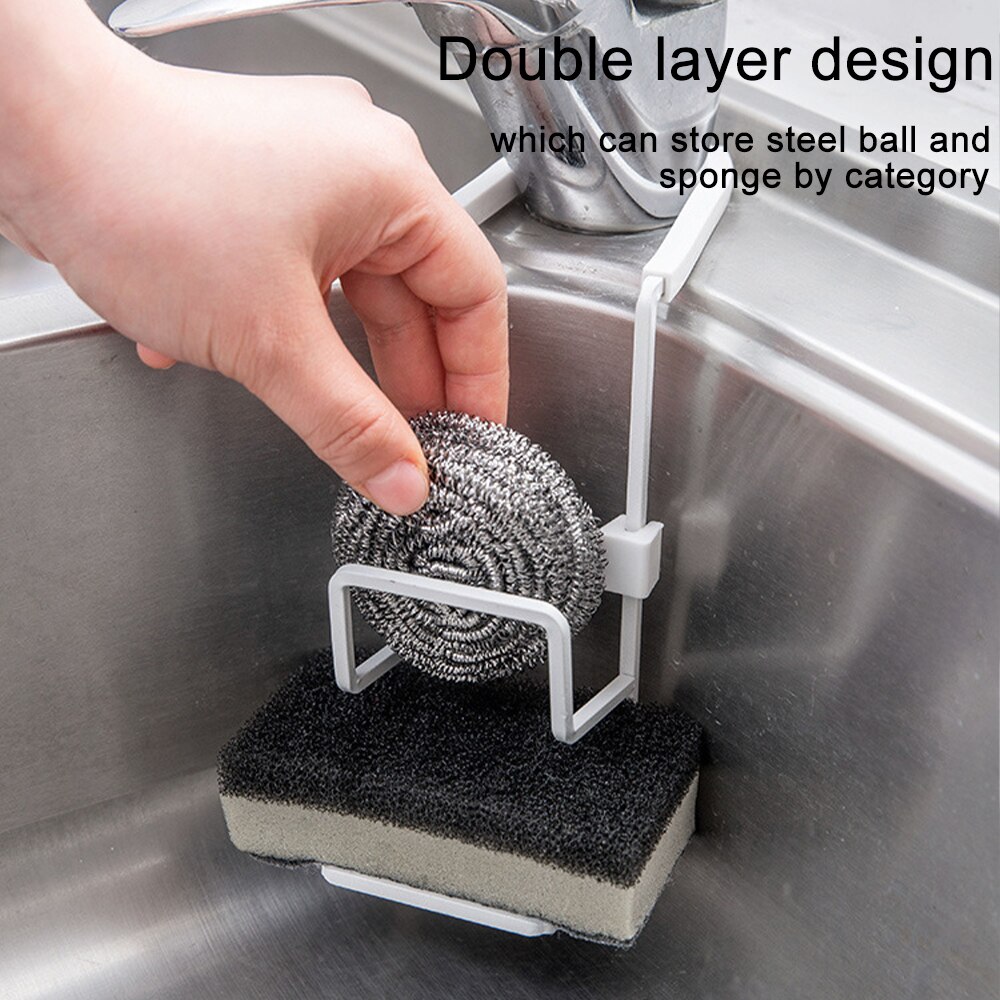 Iron Sink Drain Rack Sponge Storage Sink Faucet Hanging Sponge Holder Sink Soap Stand Rack Kitchen Bathroom Storage Organizer