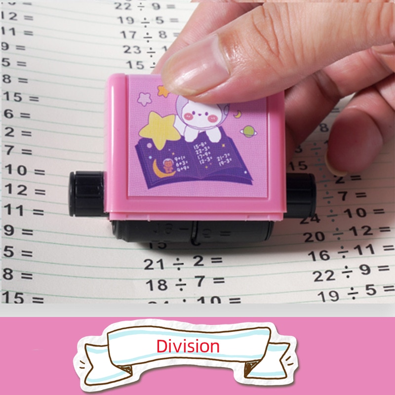 Math Roller Stamp Addition Subtraction Multiplication Division Practice Digital Type Mathematical Operation Stamp Pupils Teacher