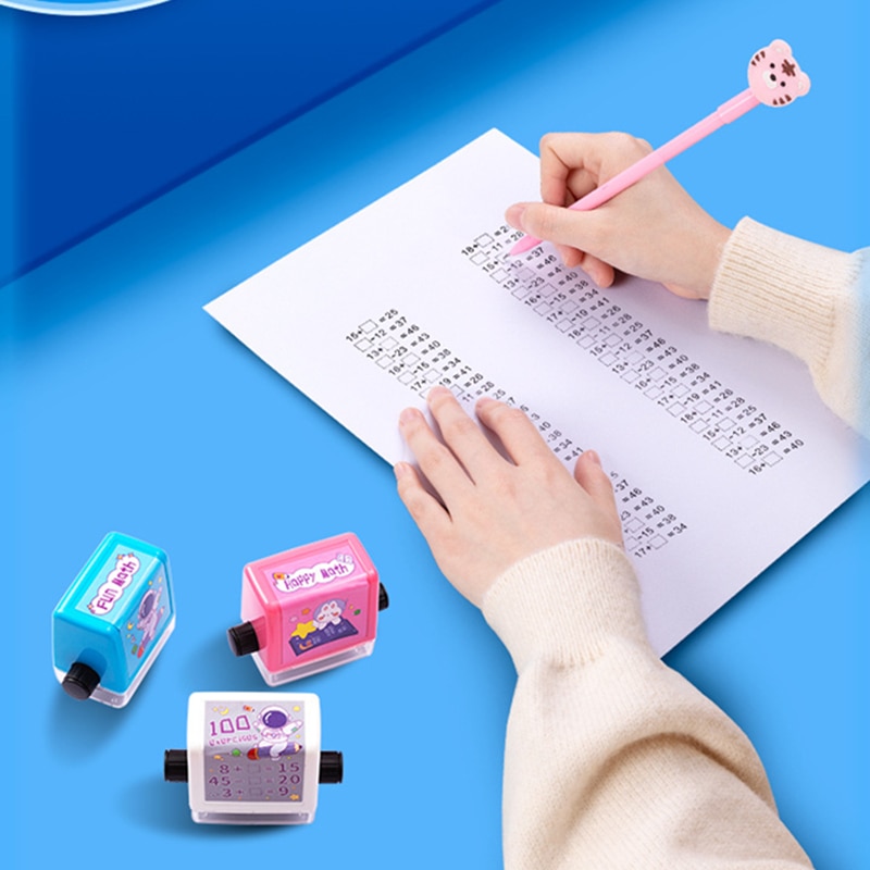 Math Roller Stamp Addition Subtraction Multiplication Division Practice Digital Type Mathematical Operation Stamp Pupils Teacher