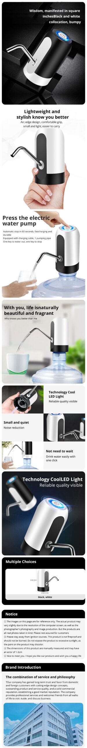 Automatic Water Bottle Pump USB Charging Water Pump One Button Automatic Switch Of Water Dispenser