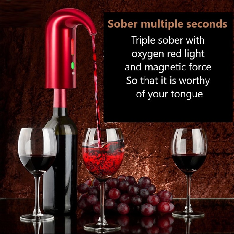 1Pcs Electric Wine Pourer Wine Aerator Portable Pourer Instant Wine Decanter Dispenser Pump One-Touch Automatic USB Rechargeable