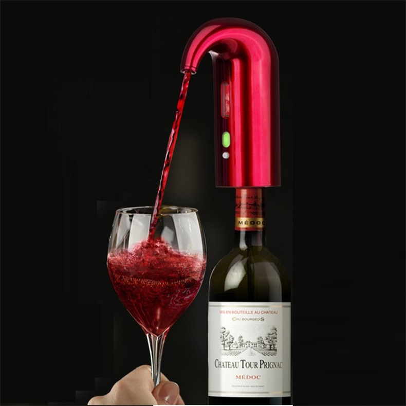 1Pcs Electric Wine Pourer Wine Aerator Portable Pourer Instant Wine Decanter Dispenser Pump One-Touch Automatic USB Rechargeable