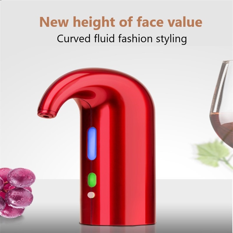 1Pcs Electric Wine Pourer Wine Aerator Portable Pourer Instant Wine Decanter Dispenser Pump One-Touch Automatic USB Rechargeable