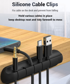 L16 Cable Organizer 5 Hole Silicone USB Desktop Management Clip Holder for Web Mouse Headset Wire Organizer