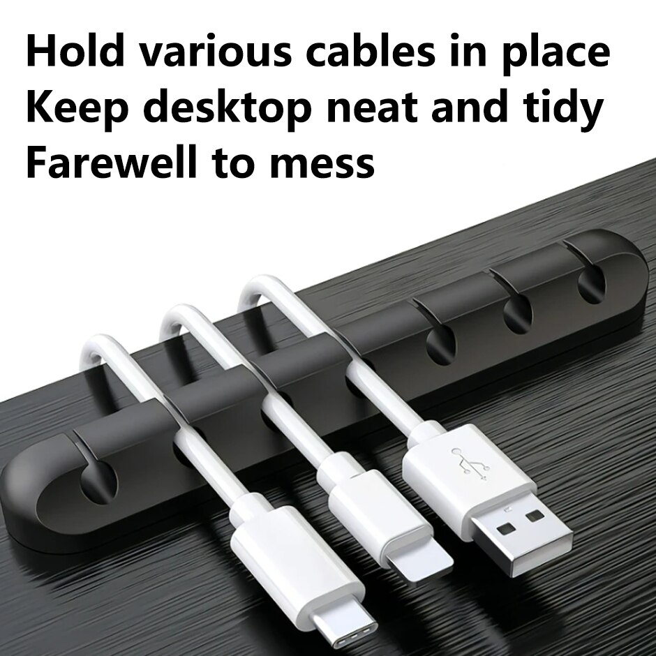 L16 Cable Organizer 5 Hole Silicone USB Desktop Management Clip Holder for Web Mouse Headset Wire Organizer