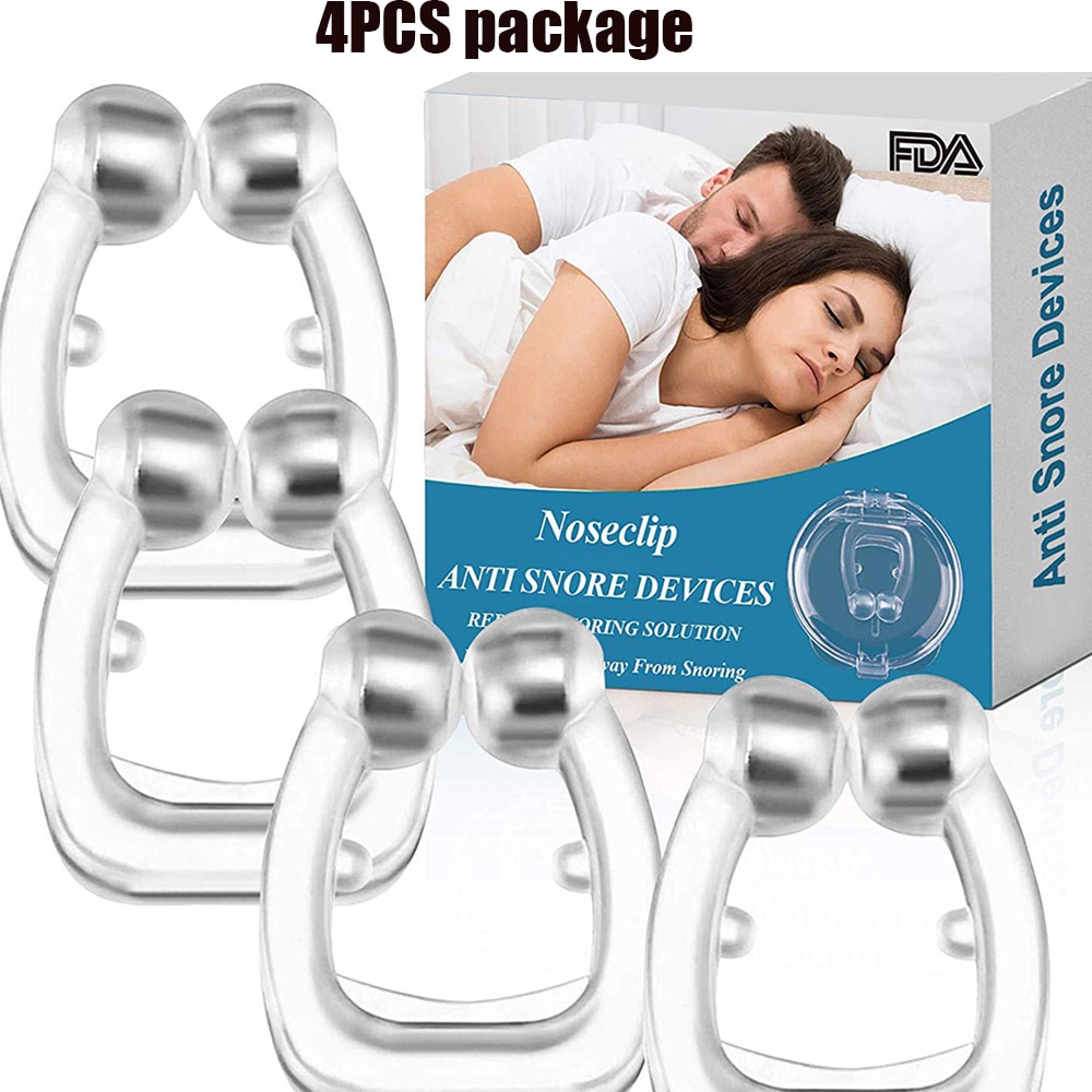 Silicone Magnetic Anti Snore Stop Snoring Nose Clip Sleep Tray Sleeping Aid Apnea Guard Night Device with Case Anti Ronco 1/4PCS