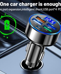 Alternative view of 250W LED Car Charger 5 Ports Fast Charge PD QC3.0 USB C Car Phone Charger Type C Adapter in Car For iphone Samsung Huawei Xiaomi