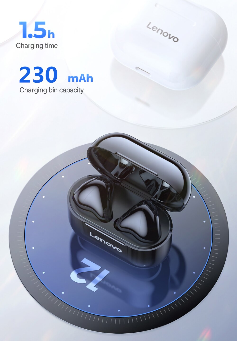 Lenovo LP40 Earphones TWS Wireless Bluetooth 5.0 Earbuds Bass Touch Control Stereo Noise Reduction Long Standby 230mAH