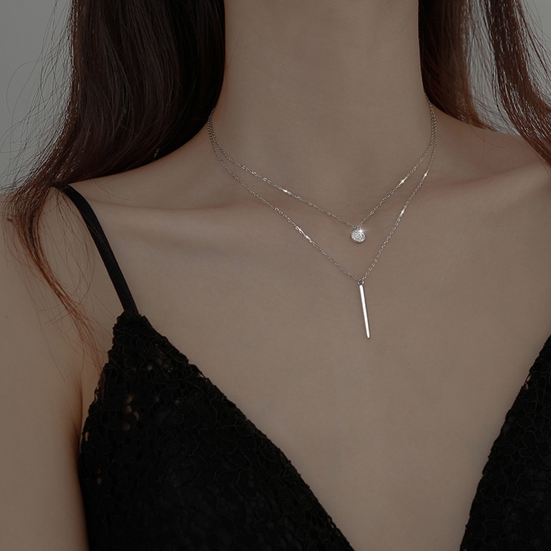 925 Sterling Silver Double Layer Necklace