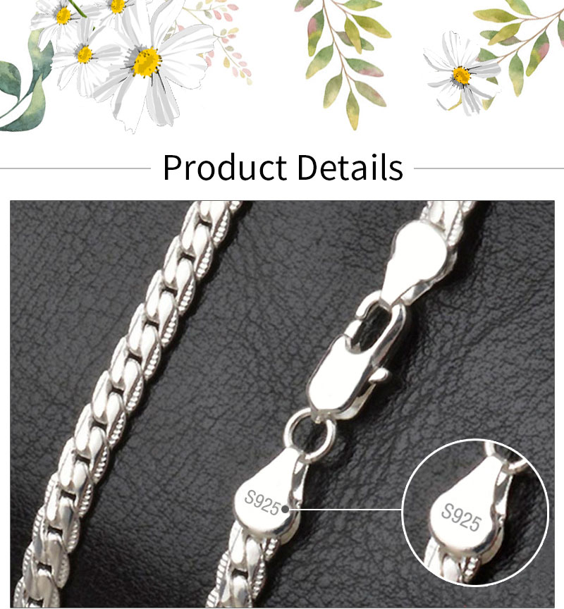 S925 Sterling Silver 18K Gold/Silver 8/18/20/24 Inch 6mm Side Chain Necklace For Women Men Fashion Jewelry Gifts