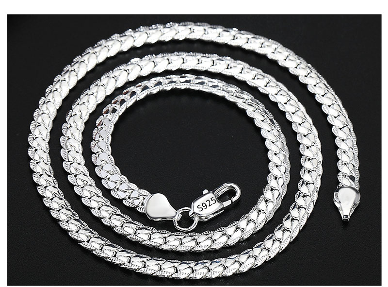 S925 Sterling Silver 18K Gold/Silver 8/18/20/24 Inch 6mm Side Chain Necklace For Women Men Fashion Jewelry Gifts