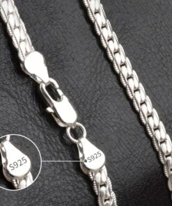 Alternative view of S925 Sterling Silver 18K Gold/Silver 8/18/20/24 Inch 6mm Side Chain Necklace For Women Men Fashion Jewelry Gifts