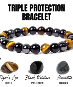 Natural Black Obsidian Hematite Tiger Eye Beads Bracelets Men for Magnetic Health Protection Women Soul Jewelry Pulsera Hombre