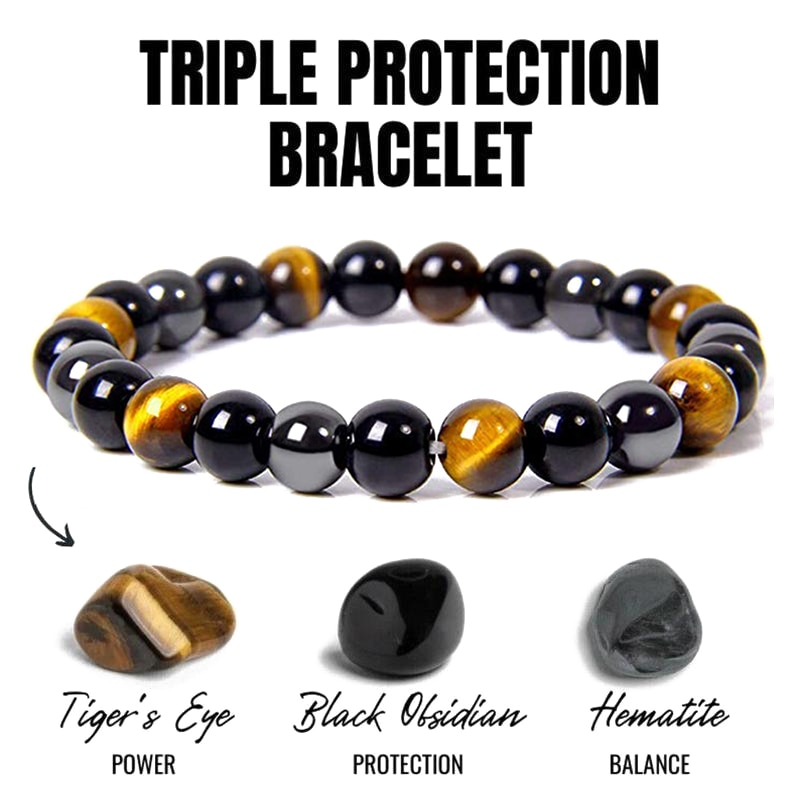 Natural Black Obsidian Hematite Tiger Eye Beads Bracelets Men for Magnetic Health Protection Women Soul Jewelry Pulsera Hombre