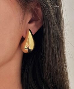 Alternative view of Waterdrop Chunky Hoop Earrings Dupes for Women Lightweight Gold Plated Smooth Stainless Steel Hollow Tear Drop Earring Jewelry