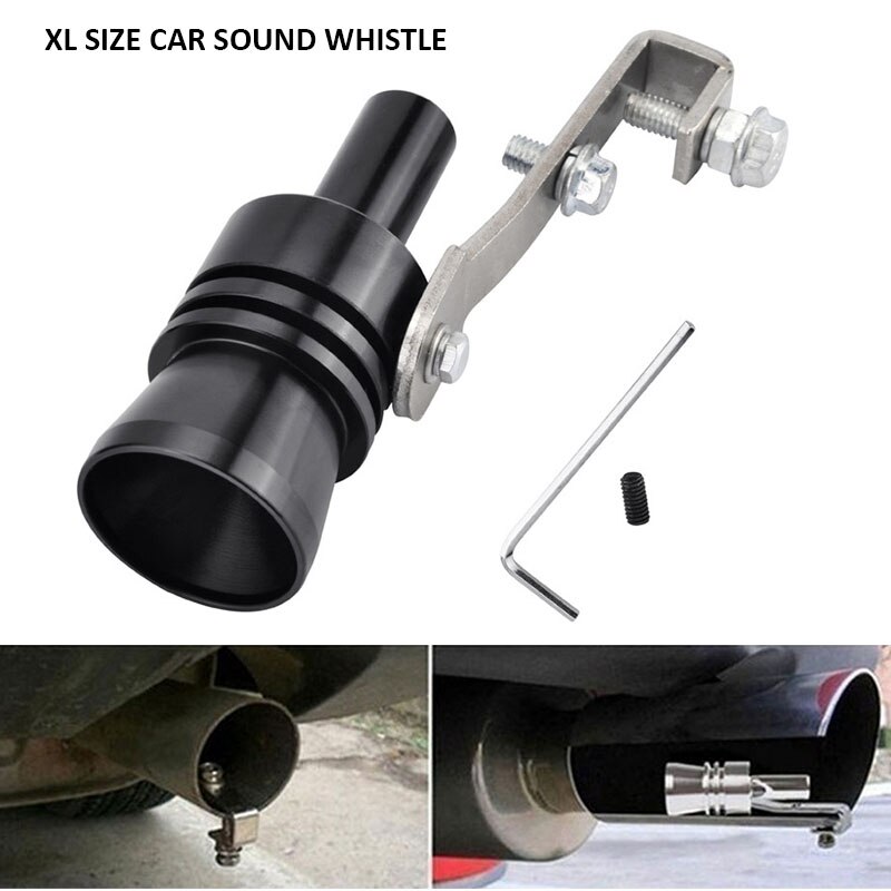 XL Size Black Turbo Sound Whistle for Vehicle Refit Device Exhaust Pipe Car Turbmuffler Universal Sound Simulator Car