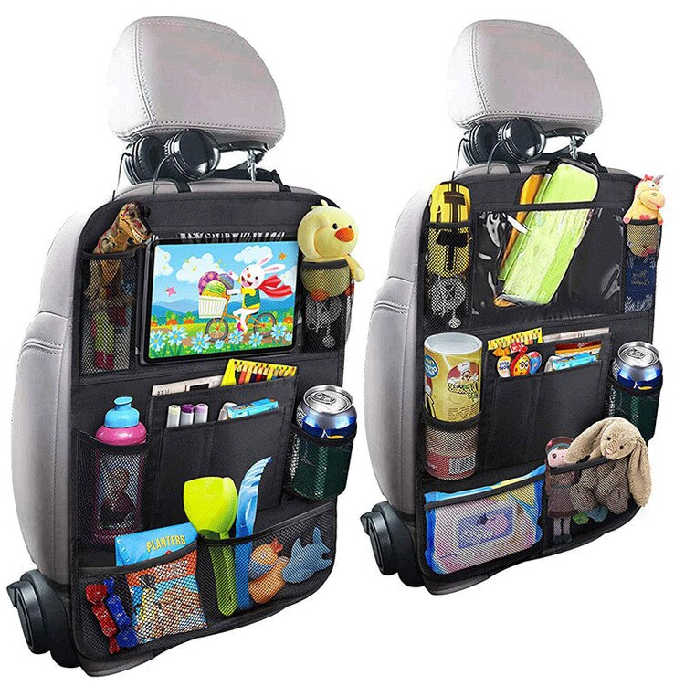 Car Seat Organizer Multifunctional Oxford Fabric Car Back Multi Pocket Storage Bag with Tablet Holder Protector for Kids